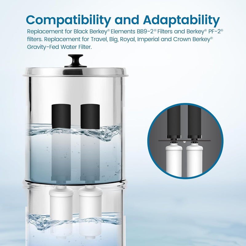 Filterlogic NSF/ANSI 372 Certified Water Filter, Replacement for BerkeyÂ® Black Filters (BB9-2Â®) & Fluoride Filters (PF-2Â®) Combo Pack - Image 2